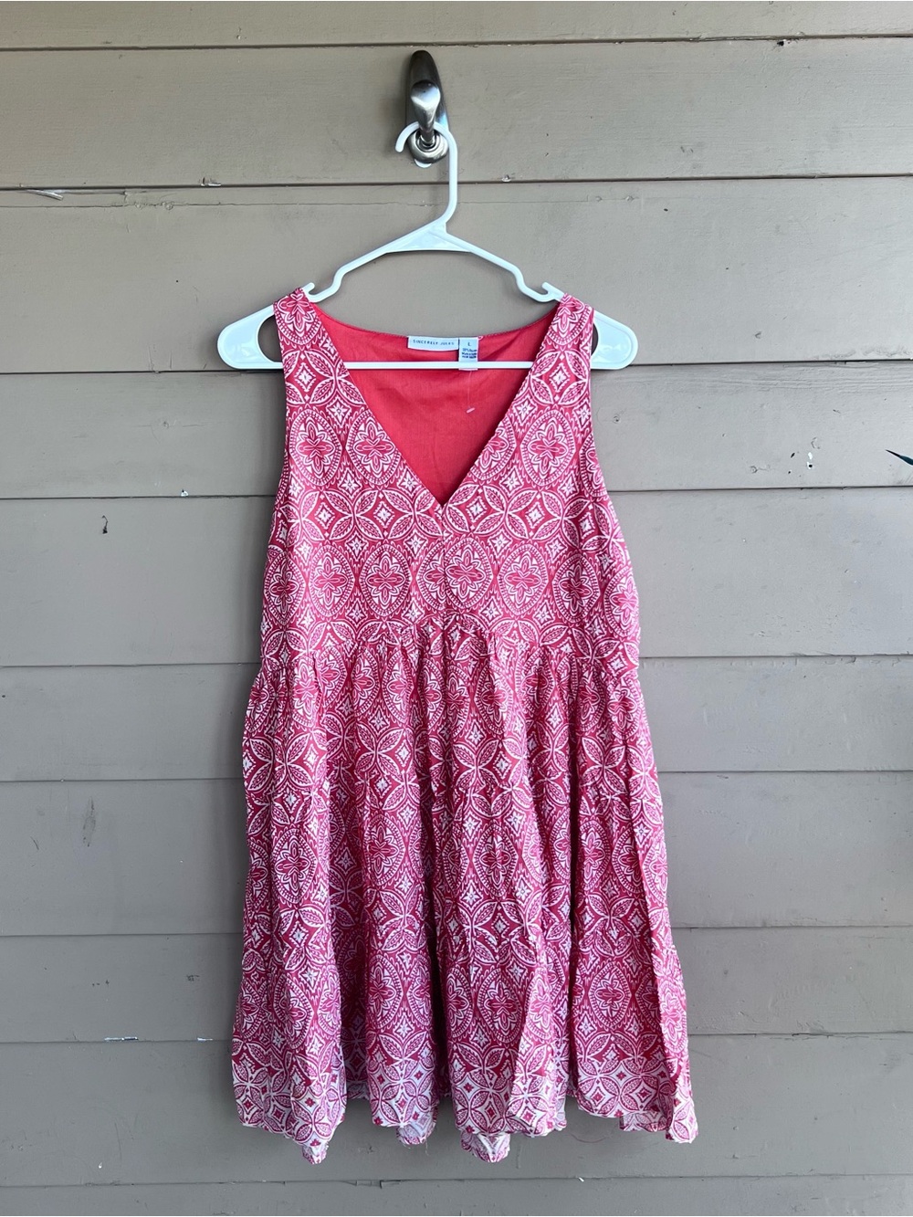 Sincerely Jules Orange Floral Abstract Print Sun Dress Size L Summer Casual